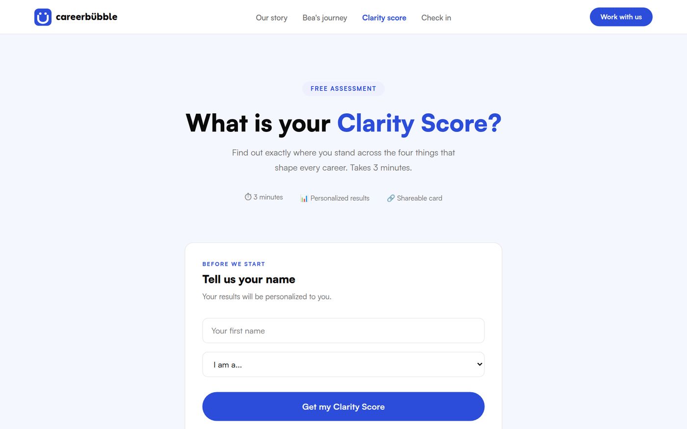 Merushri's own prototype: 'What is your Clarity Score?'