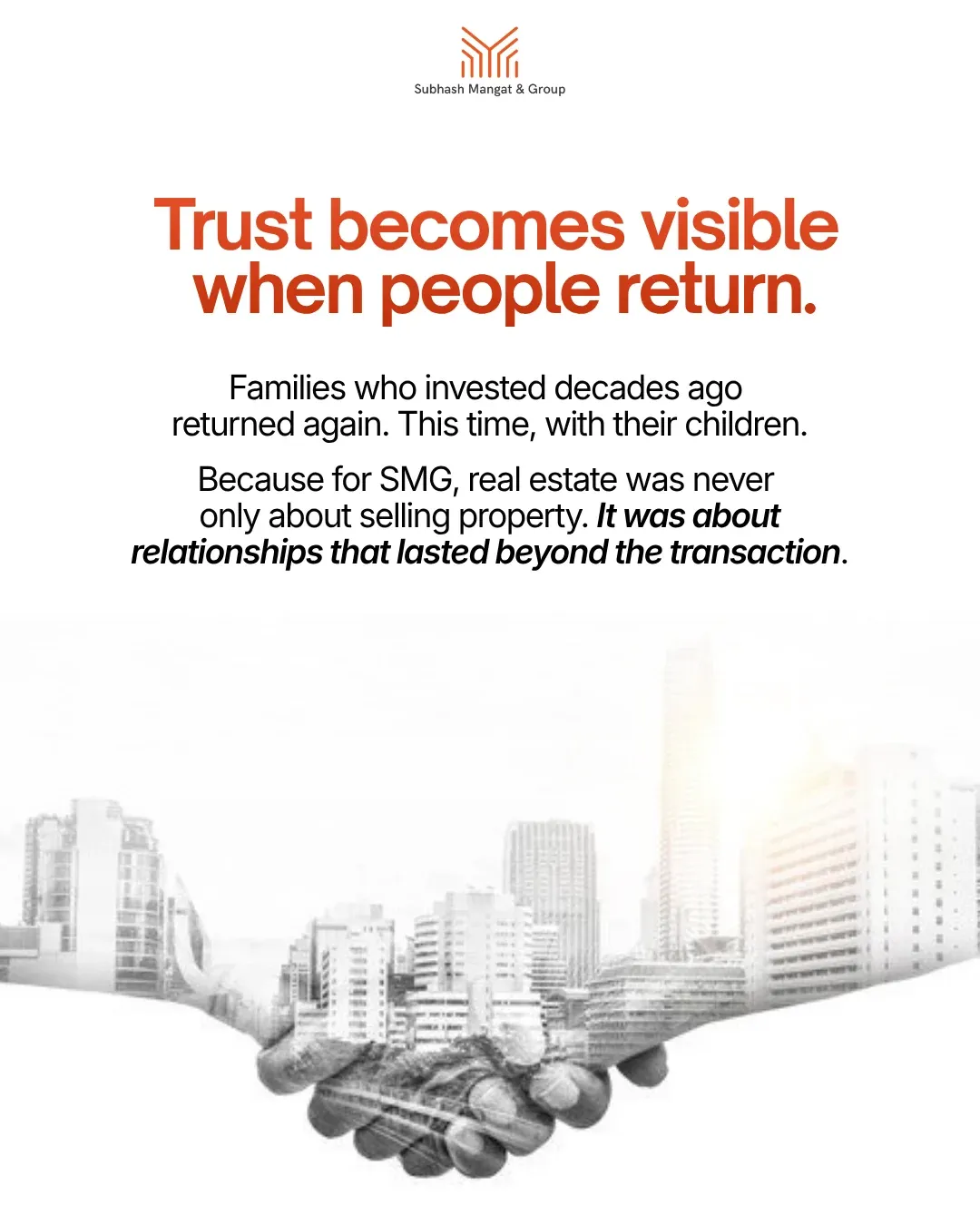 'Trust becomes visible when people return': families who invested decades ago, back again with their children.