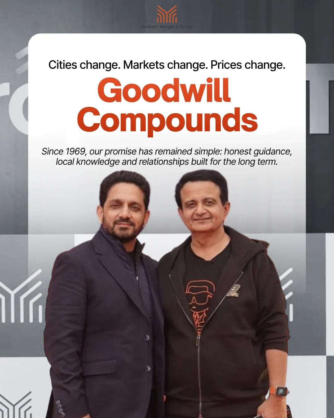 'Goodwill compounds': since 1969, honest guidance, local knowledge and relationships built for the long term, with a portrait of the next generation.