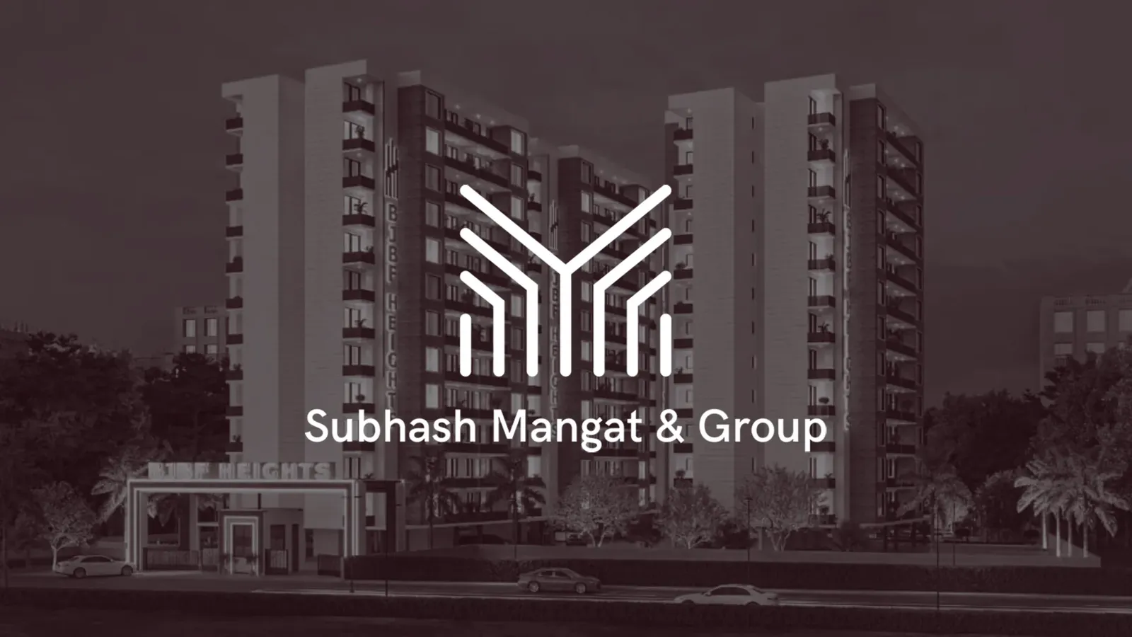 The SMG mark and 'Subhash Mangat & Group' in white over a dark photo of one of their towers.